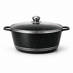Set oale granit 10 piese, granit vase gatit antiaderent cu capac sticla, rezistente, 20–32 cm
