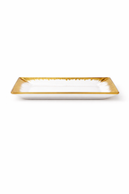 Set farfurii ceramica 18 piese, serviciu masa 6 persoane, alb cu auriu, model Luxury, design elegant, premium