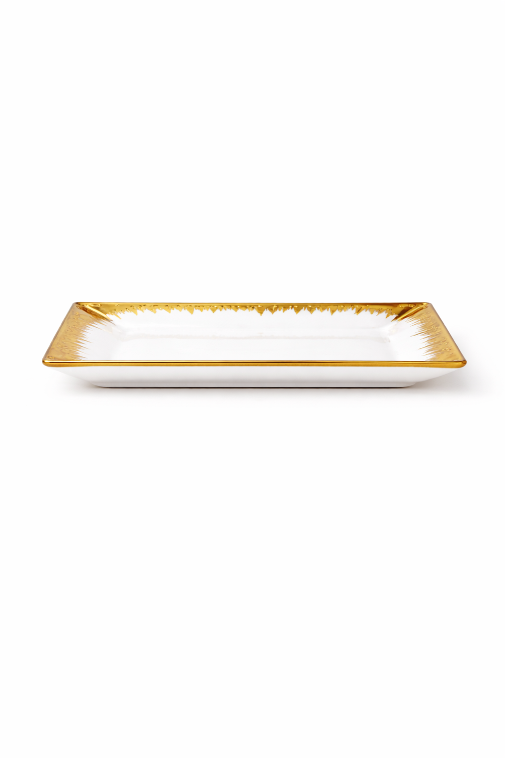 Set farfurii ceramica 18 piese, serviciu masa 6 persoane, alb cu auriu, model Luxury, design elegant, premium