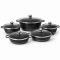 Set oale granit 10 piese, granit vase gatit antiaderent cu capac sticla, rezistente, 20–32 cm