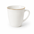 Set 6 căni din opal alb cu margine aurie, design elegant, căni cafea și ceai, rezistente și moderne