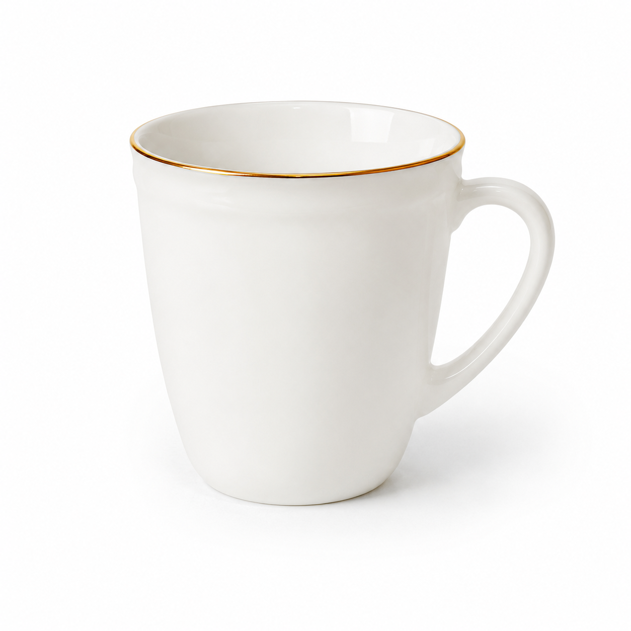 Set 6 căni din opal alb cu margine aurie, design elegant, căni cafea și ceai, rezistente și moderne