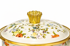 Set oale emailate 8 piese, vase gatit otel emailat, capace sticla termorezistente, model floral, 20/24/30 cm