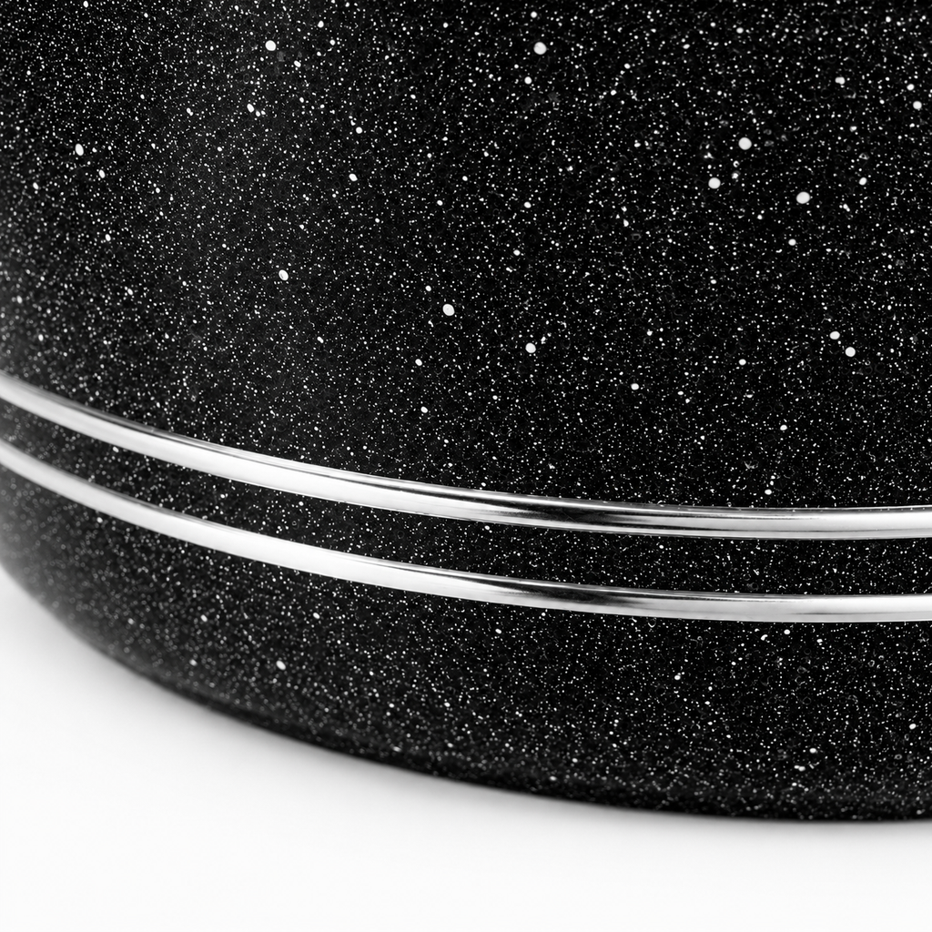 Set oale granit 10 piese, granit vase gatit antiaderent cu capac sticla, rezistente, 20–32 cm