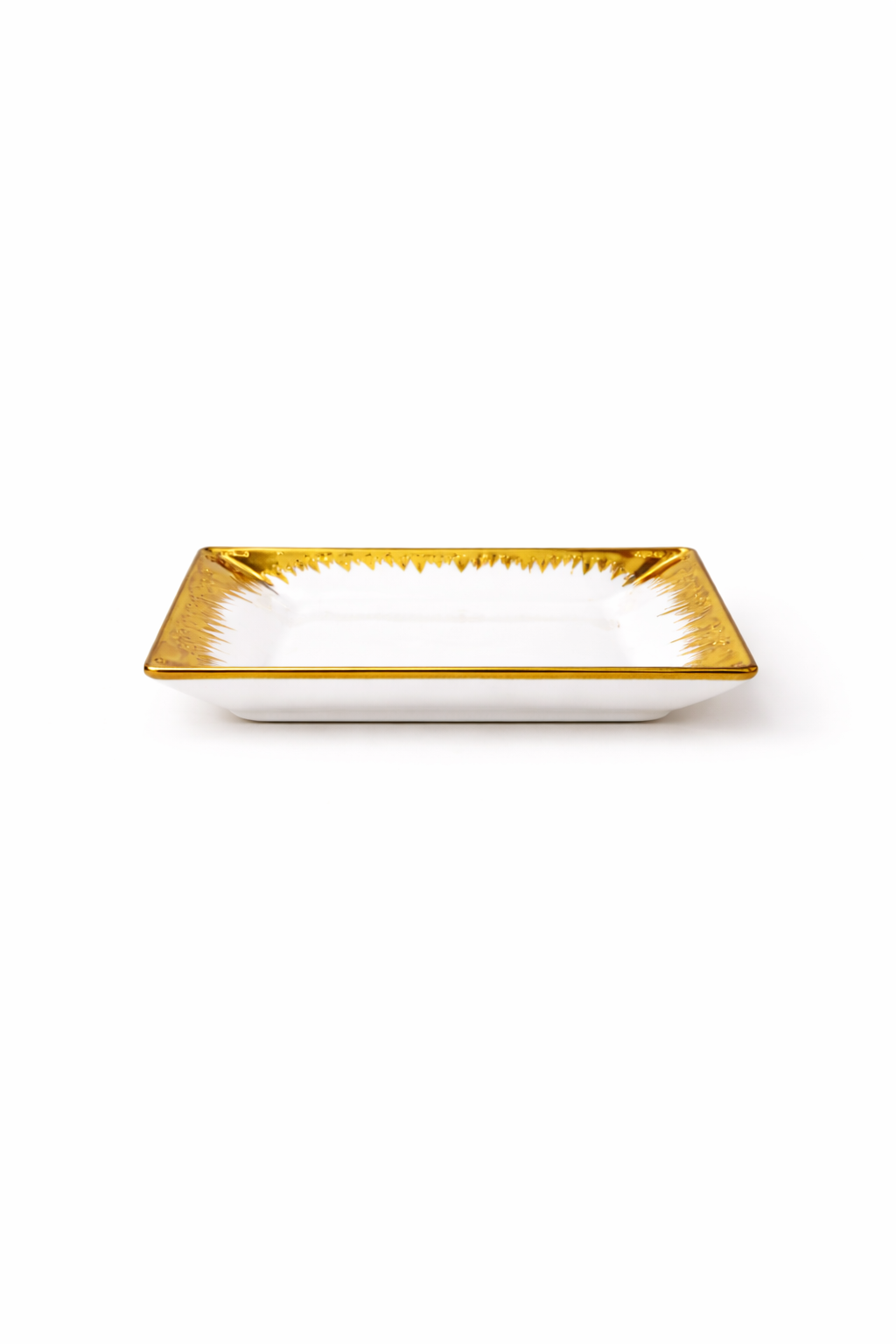 Set farfurii ceramica 18 piese, serviciu masa 6 persoane, alb cu auriu, model Luxury, design elegant, premium