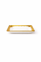 Set farfurii ceramica 18 piese, serviciu masa 6 persoane, alb cu auriu, model Luxury, design elegant, premium