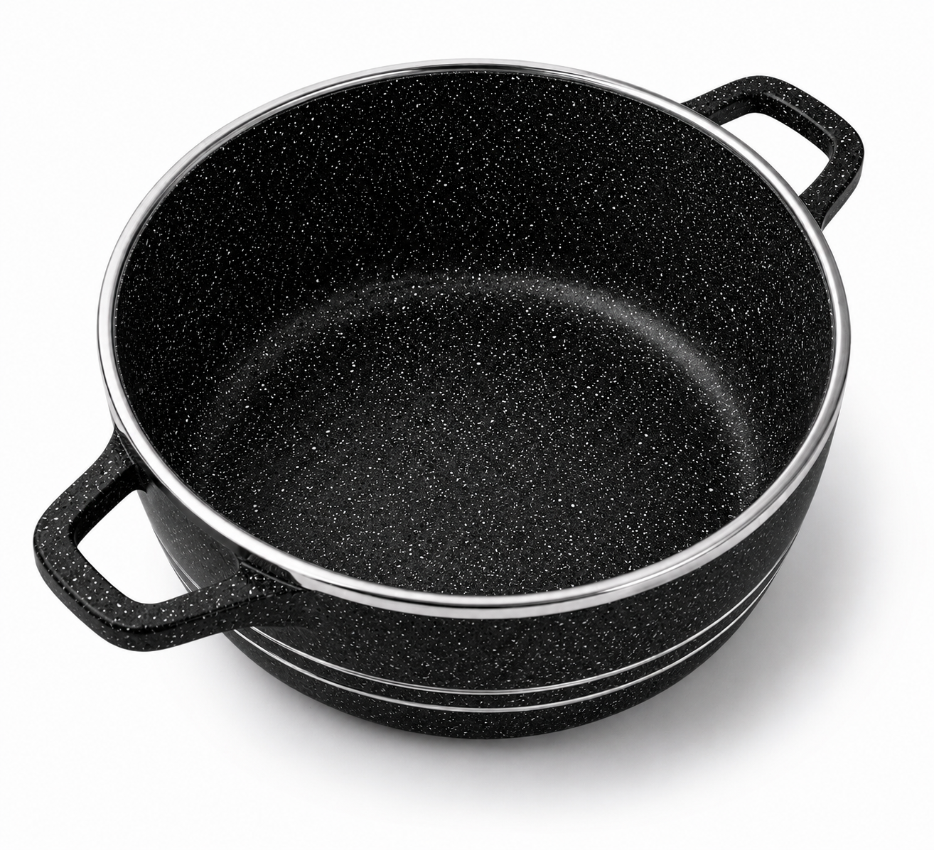 Set oale granit 10 piese, granit vase gatit antiaderent cu capac sticla, rezistente, 20–32 cm