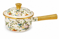 Cratiță emailată premium cu capac, model floral elegant, mâner auriu, 1.8L