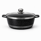 Set oale granit 10 piese, granit vase gatit antiaderent cu capac sticla, rezistente, 20–32 cm