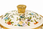 Cratiță emailată premium cu capac, model floral elegant, mâner auriu, 1.8L