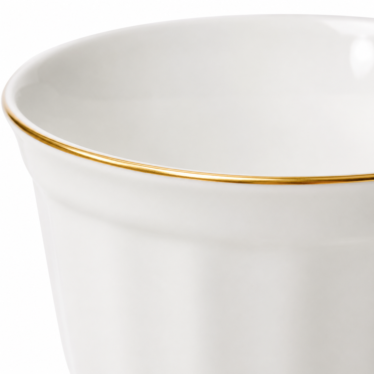 Set 6 cești cafea cu farfurii din opal alb și margine aurie, 12 piese, set elegant pentru espresso și cappuccino