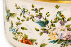 Cratiță emailată premium cu capac, model floral elegant, mâner auriu, 1.8L